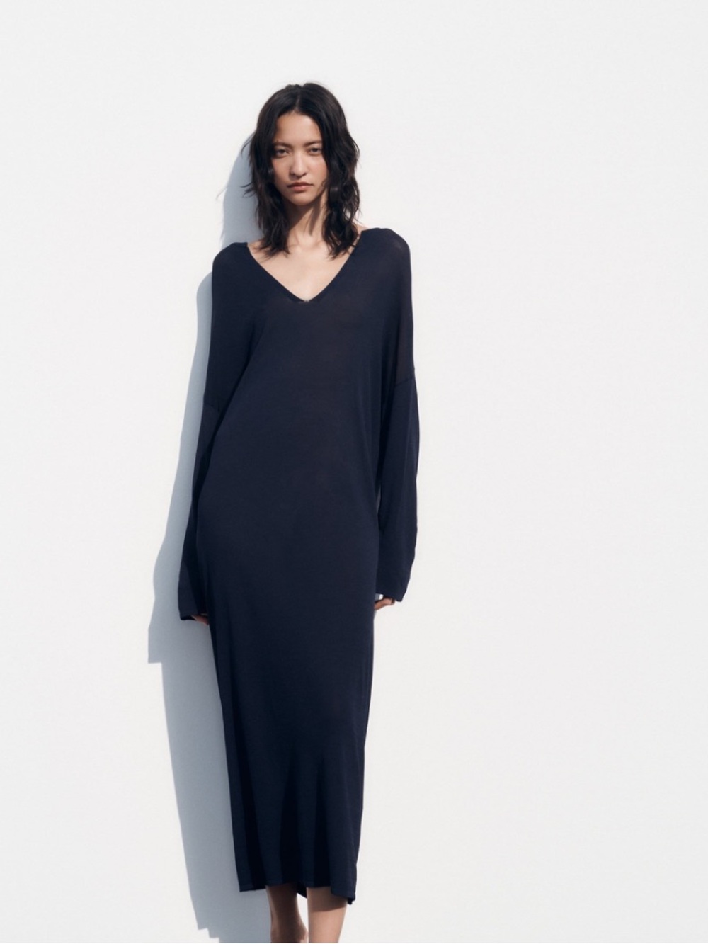 Zara V-Neck Straight Silhouette Knit Dress – Size L - Picture 5 of 14